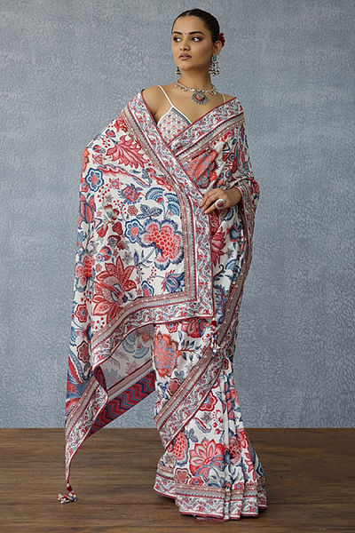 Multicolour chintz printed sari