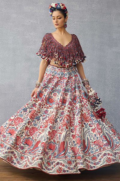 Multicolour floral chintz printed lehenga set