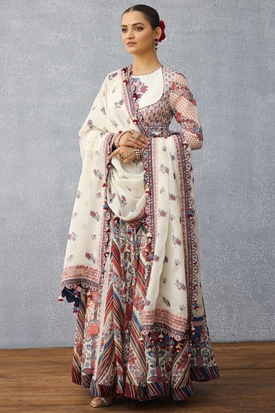 Multicolour chintz print anarkali set