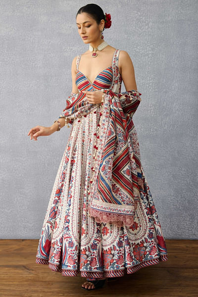 Multicolour floral printed anarkali set