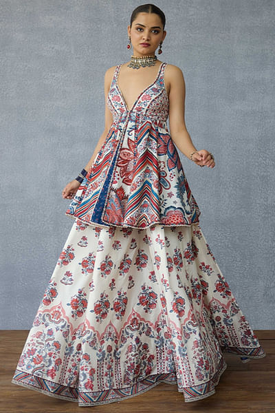 Multicolour chintz printed sharara set