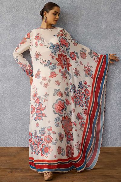 Multicolour chintz printed kaftan set
