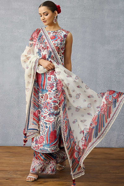 Multicolour floral printed kurta set