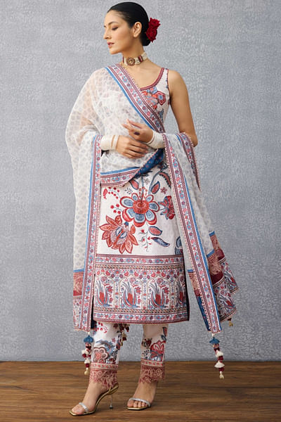 Multicolour floral print kurta set