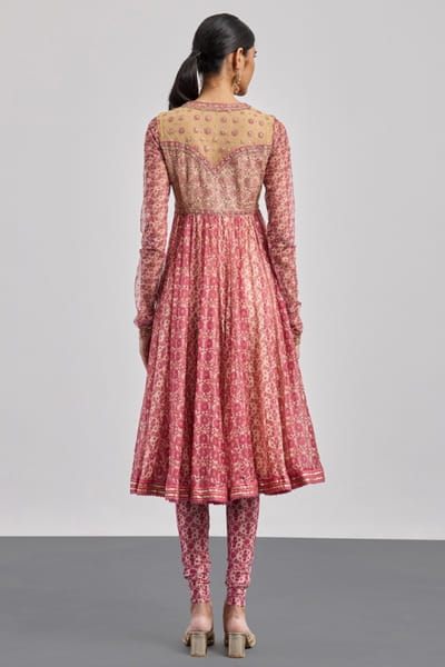Ri Ritu Kumar Pink-ecru baagh print embroidered kurta set RIRIAUG26D151783