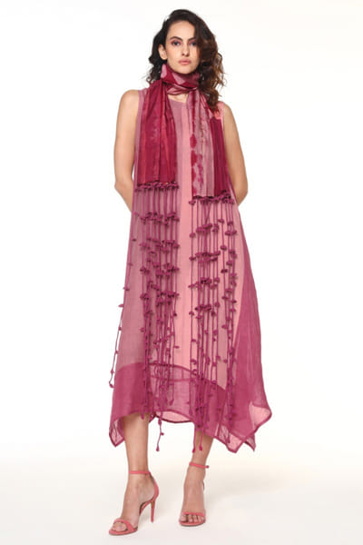 Capisvirleo Ruby tie-dye and crochet tassel stole CAPIJUL26D149951