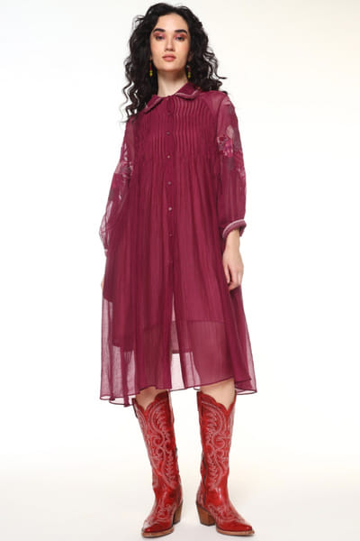 Capisvirleo Raspberry chanderi silk dress CAPIJUL26D149958