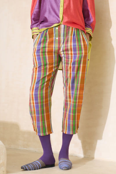 Multicolour checkered cotton pants