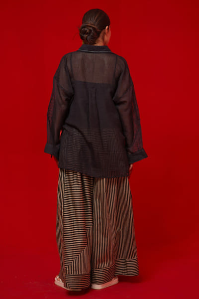 Stoïque Black kantha handwoven cotton shirt STOÏMAY26D144705