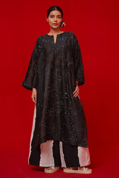Stoïque Black hand block printed tunic STOÏMAY26D144694