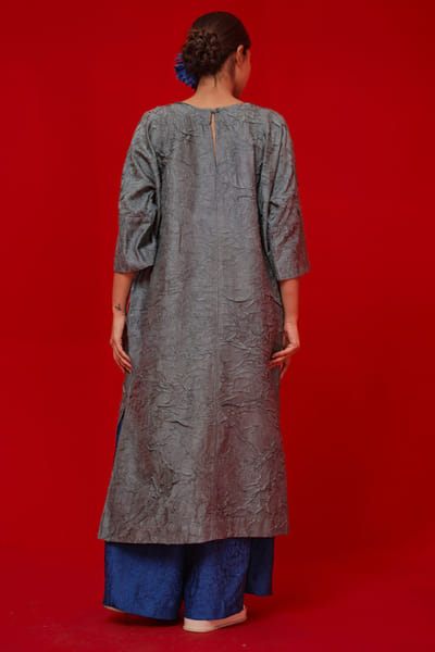 Stoïque Teal and blue floral appliqué tunic STOÏMAY26D144718