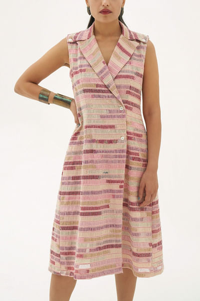 Pink linear patterned dress