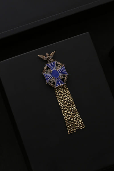 Rising eagle tassel brooch