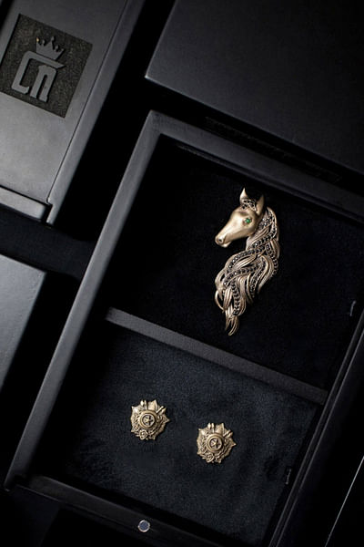 Mustang-inspired brooch gift set