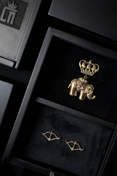 Avant-garde elephant brooch gift set