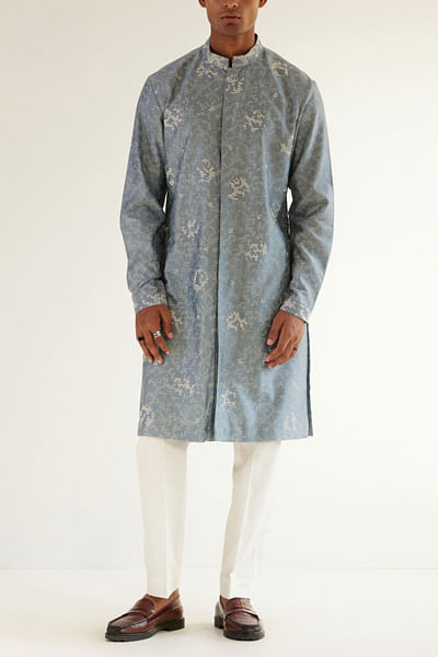 Powder blue embroidered kurta set