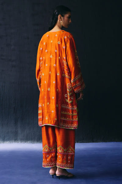 Bo tree Orange embroidered kurta set BOTRJUL26D149069