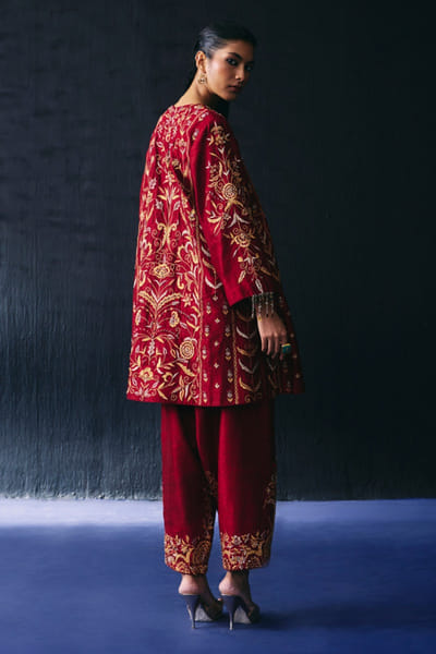 Bo tree Maroon embroidered kurta set BOTRJUL26D149072