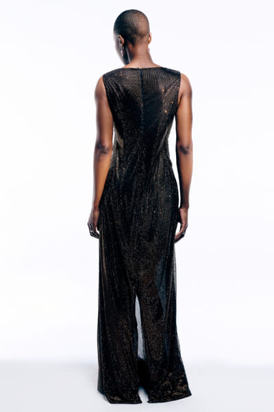 Itrh Brown crystal draped corset gown ITRMAR26D140522