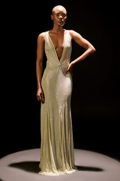 Itrh Mint green strappy knot gown ITRMAR26D140528