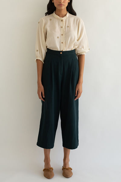 Ivory cotton shirt and culottes