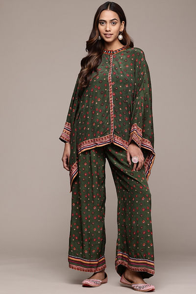 Green aztec printed co-ords