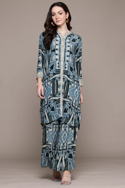 Blue geometric print co-ords