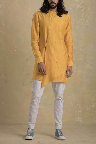 Yellow short kurta and pants
