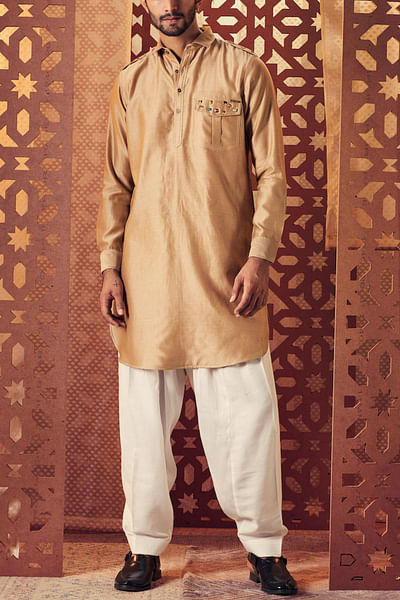 Beige chanderi pathani and salwar