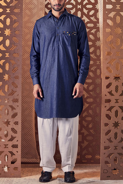Navy blue pathani and salwar