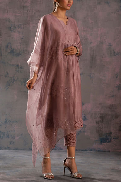 Mauve chanderi kurta set