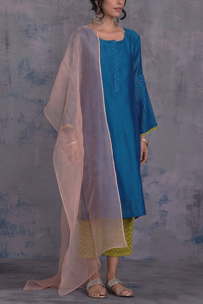 Multicoloured chanderi kurta set