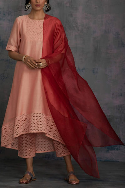 Peach kalidar kurta set