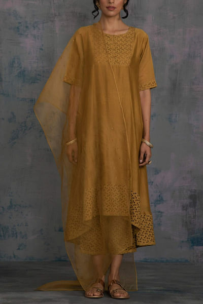 Gold kalidar kurta set