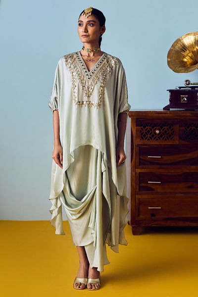 Sage green draped skirt