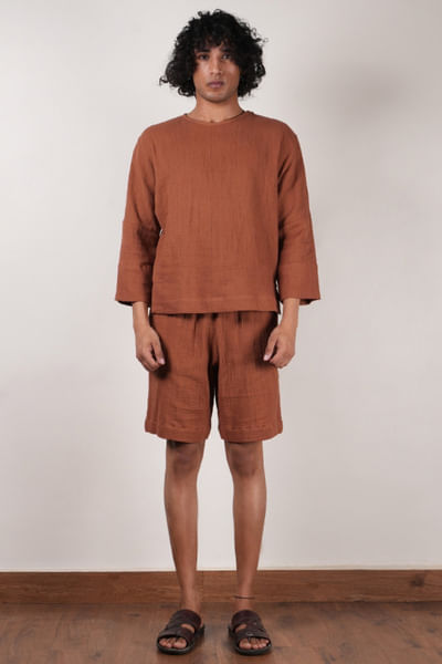 Brown crushed cotton t-shirt