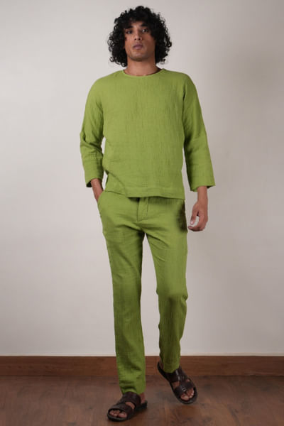 Green crushed cotton t-shirt