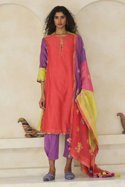 Multicolour printed chanderi dupatta