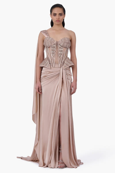 Haze champagne 3D embroidered corset top