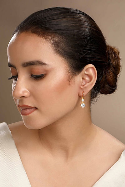 Gold cubic zirconia embellished earrings