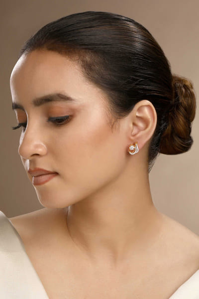 Gold cubic zirconia studded earrings