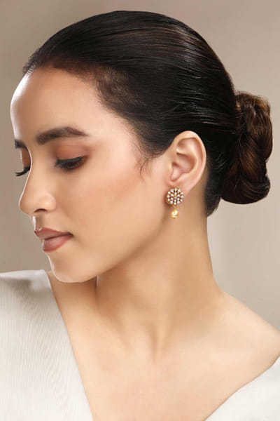 Gold cubic zirconia and pearl earrings