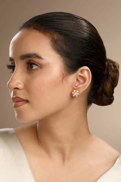 Gold plated zirconia embellished earrings