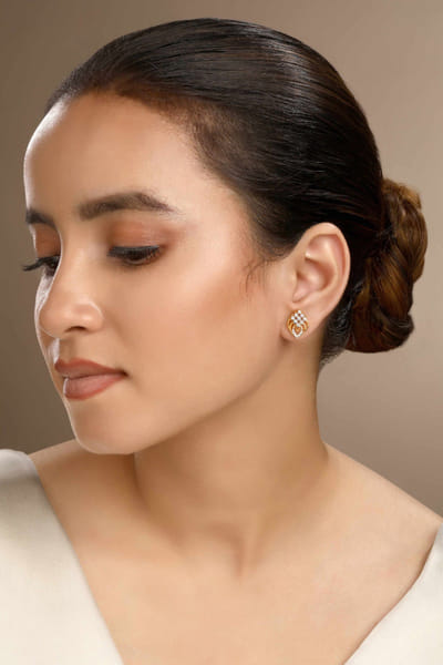 Gold zirconia embellished earrings