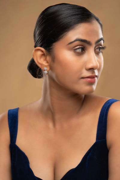 Silver floral earrings