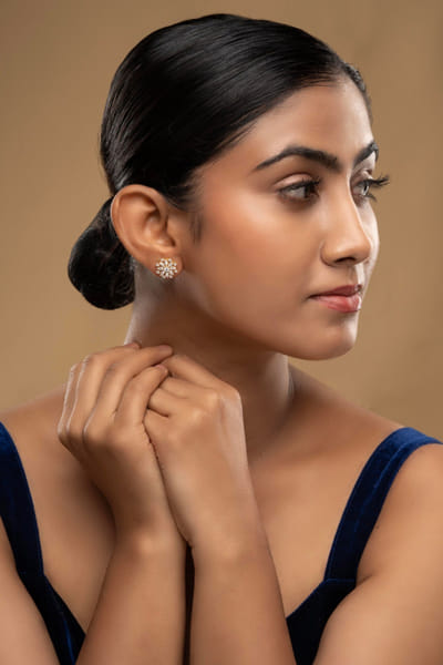 Silver zirconia floral earrings