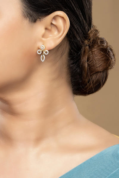 Silver leaf-shaped earrings