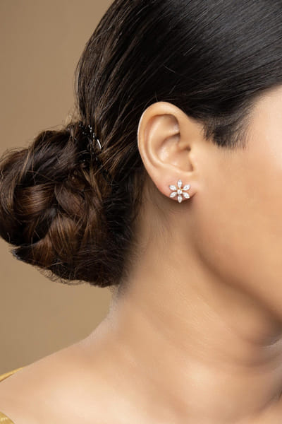 Silver open flower earrings