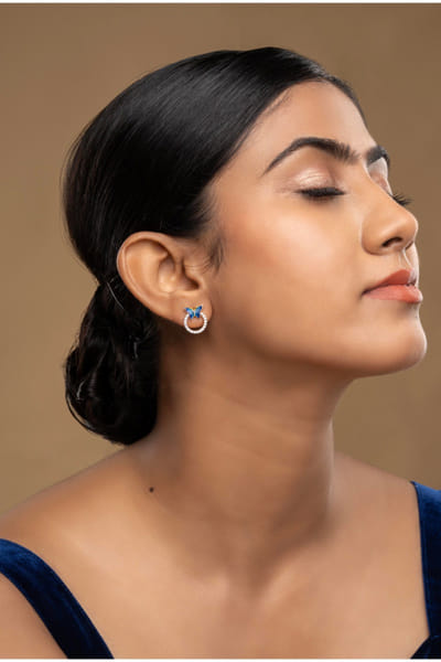 Blue silver butterfly earrings
