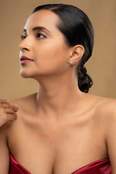 Heart-shaped silver earrings